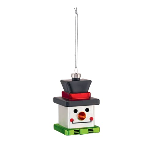 Palle di Natale Snow Cube vetro multicolore / Vetro soffiato dipinto a mano - Alessi - Pupazzo di neve - vetro soffiato