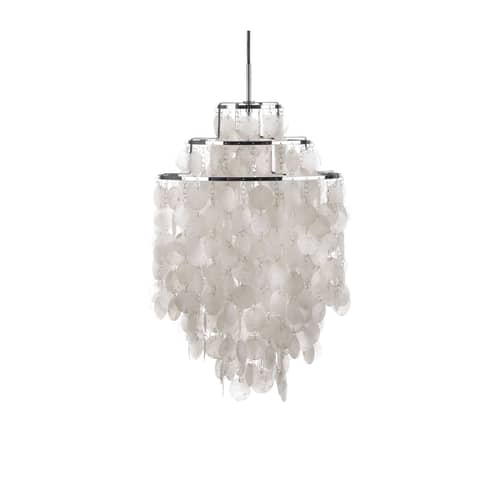 Fun 1DM Pendant glass white Ø 45 cm - Panton 1964 - Verpan - Ø 45 cm - Mother-of-pearl & Chrome - Metal, Pearly