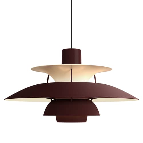 PH 5 Pendant metal red / Ø 50 cm - Poul Henningsen, 1958 - Louis Poulsen - Monochrome Burgundy - Lacquered aluminium