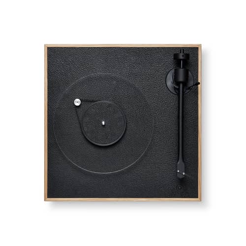 Platine vinyle Square CC - La Boîte Concept - Chêne / Cuir noir - Aluminium, Chêne, Cuir, MDF