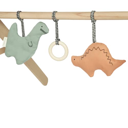 Portique d’éveil bébé Playground - Dinosaures bois naturel - NOBODINOZ - Dinosaures - Coton biologique, Érable massif, Hêtre massif