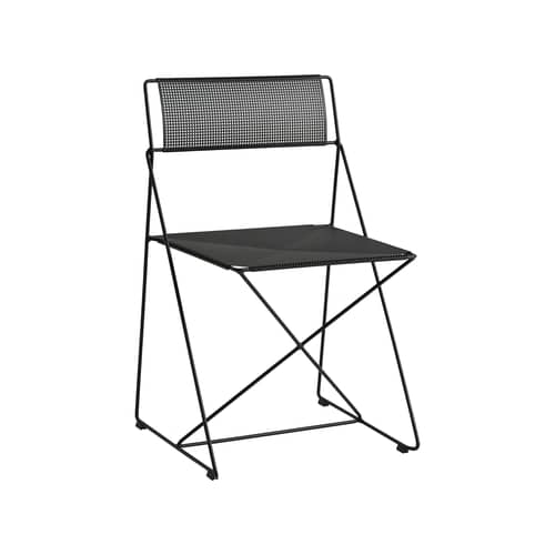 Stapelbarer Stuhl X-Line OUTDOOR metall schwarz / Neuauflage 1977 - Perforierter Stahl - Hay - Schwarz - Perforiertes Stahlblech, Stahl