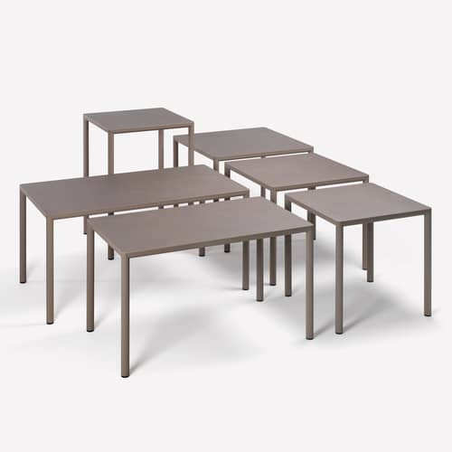 Table rectangulaire Piave beige / 120 x 70 cm - Stratifié texturé - NARDI - Taupe - Aluminium, Stratifié HPL