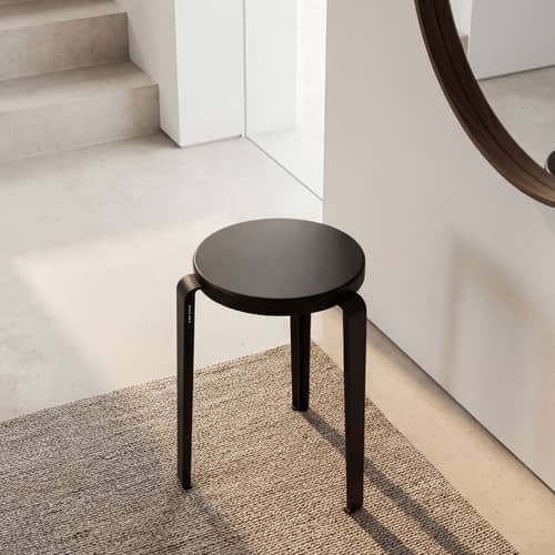 Tabouret empilable Lou Chroma bois noir / Bois éco-certifié - TIPTOE - Noir graphite - Acier, Bois éco-certifié