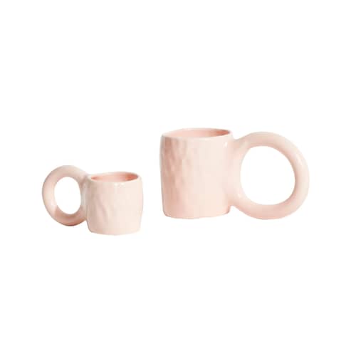 Tazzina da caffè Donut Medium ceramica rosa / Ø 8 x H 9 cm - Petite Friture - Gomma da masticare - Maiolica smaltata