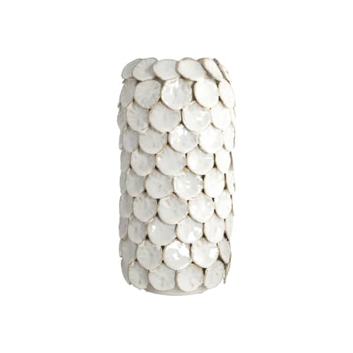 Vase Dot keramik weiß / Keramik - Ø 15 x H 30 cm - House Doctor - Weiß - emaillierte Keramik