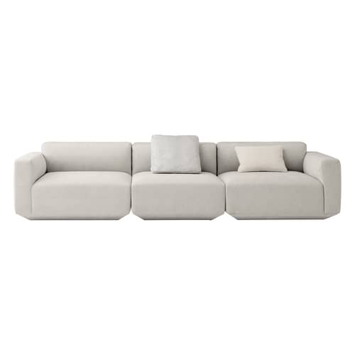 Canapé droit Develius D tissu gris / 4 places - L 309 cm - &tradition - Gris clair (Tissu Mapple) - Bois, Mousse HR, Tissu Mapple