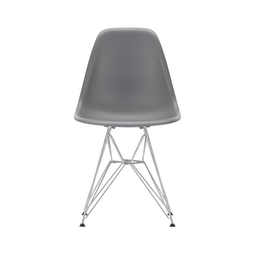 RE DSR - Eames Plastic Side Chair Chair plastic material grey / (1950) - Chrome legs / Recycled - Vitra - Granite Grey / Chrome legs - Chromed steel, Post-consumer recycled plastic