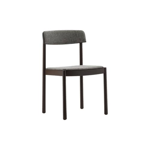 Chaise rembourrée Timb tissu gris - Normann Copenhagen - Tissu marron (Hallingdal 368) / Frêne marron - Contreplaqué de frêne, Frêne massif, Mousse, Tissu