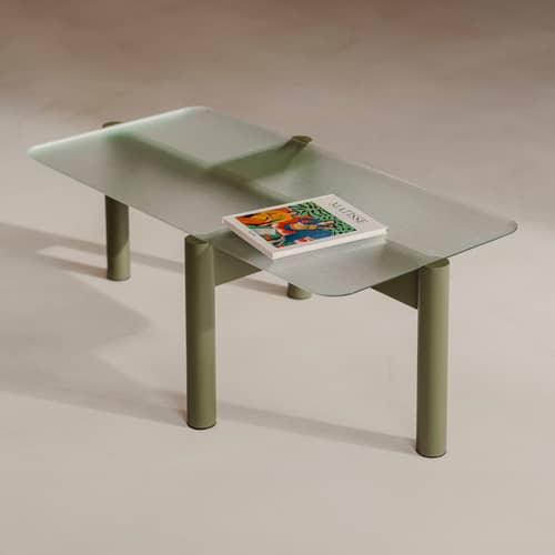 Table basse Kob vert / 105 x 55 x H 40,5 cm - NOO.MA - Vert forêt / Verre - FSC-certified solid beech wood, Soak glass