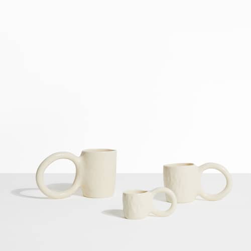 Espressotasse Donut Small keramik beige / Ø 6 x H 5,5 cm - 2er-Set - Petite Friture - Vanille - emaillierte Fayence