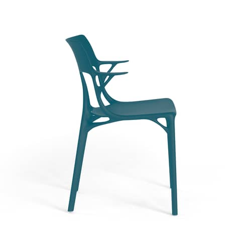 Fauteuil A.I / Conçu par une intelligence artificielle - 100% recyclé - Kartell - Bleu pétrole - PMMA recyclé