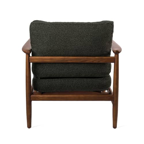 Gepolsterter Sessel Todd textil holz grün / Bouclé-Stoff & Holz - Pols Potten - Grün - Esche massiv FSC, Geschlaufter Stoff, Schaumstoff