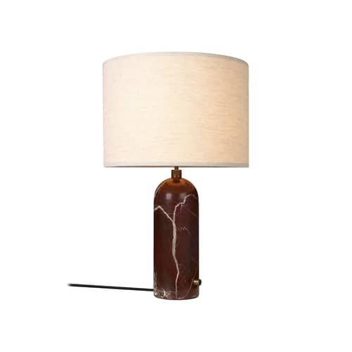 Lampada da tavolo Gravity Large marmo rosso / Ø 41 x H 65 cm - Gubi - Marmo bordeaux / Paralume beige - Marmo, Tela