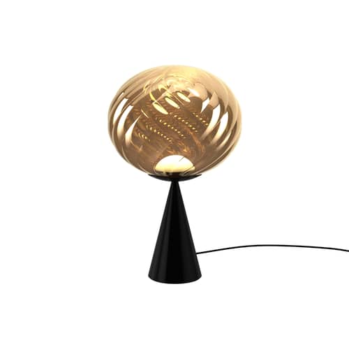 Lampe de table Whirl Cone Fat / LED - Ø 30 cm - Tom Dixon - Or / Pied noir - Acier, Polycarbonate semi-métallisé