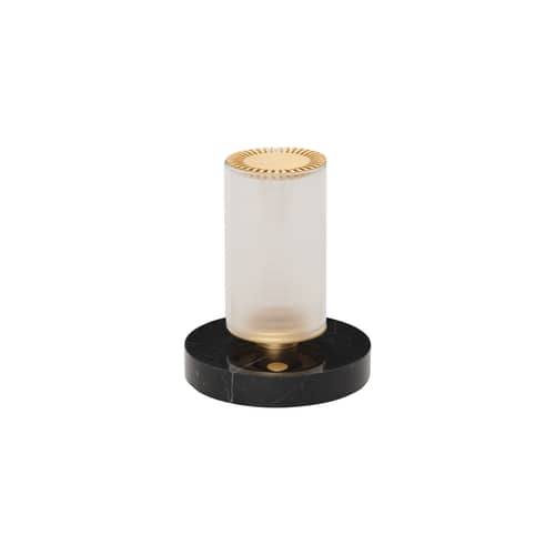 Lampe sans fil rechargeable Frechin à table LED - DCW éditions - Blanc & or / Marbre noir - Aluminium, Marbre, Verre borosilicaté
