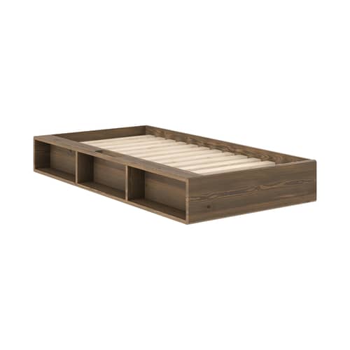 Lit 1 place Ziggy / Pour matelas 90 x 200 cm - Rangements intégrés - KARUP - Bois marron - Pin massif certifié FSC
