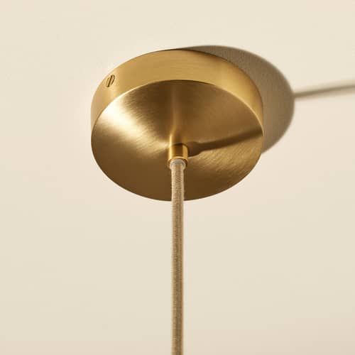 Songe Pendant textile white / Ø 80 cm - Maison Sarah Lavoine - Ecru / Brass - Brushed brass, Crinkled cotton