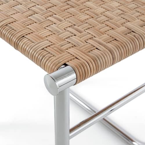 Sgabello LC9 fibre beige / Rattan intrecciato a mano - Charlotte Perriand, 1927 - CASSINA - Rattan / Cromo - Acciaio, Midollino