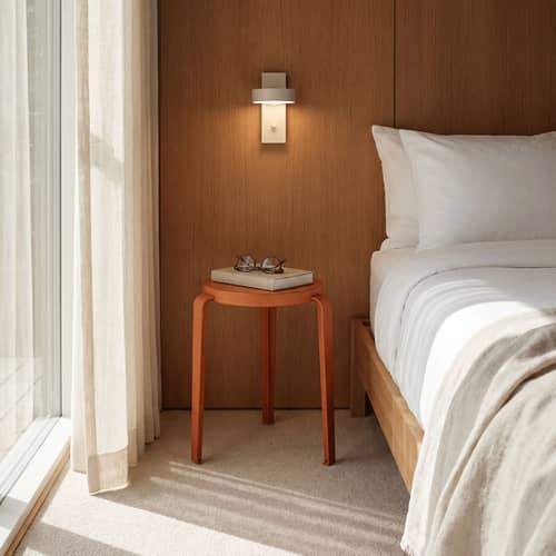 Lou Chroma Stackable stool wood red / Eco-certified Wood - TIPTOE - Tangerine red - Eco-certified wood, Steel
