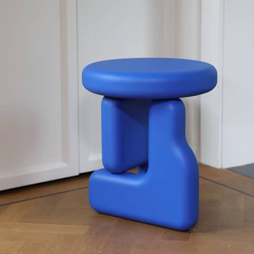 Table d\'appoint Plot bois bleu / Ø 40 x h 45 cm - & klevering - Bleu - Bois de tilleul massif
