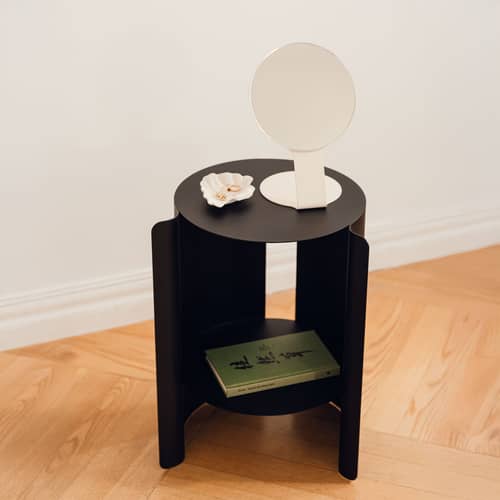 Table d\'appoint Wa métal noir / Ø 32 x H 50 cm - NOO.MA - Noir volcan - Acier thermolaqué