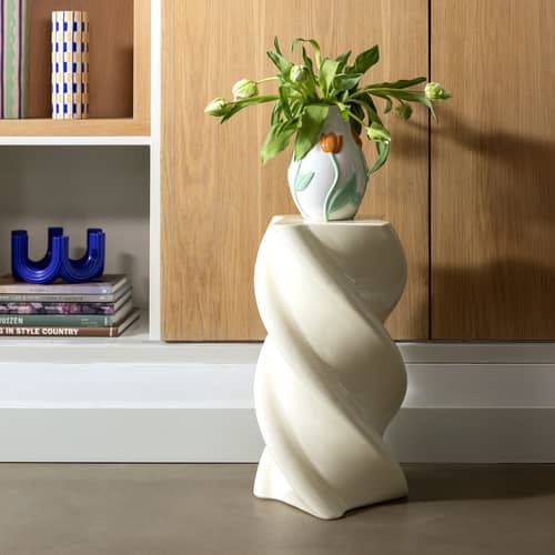 Tavolino d\'appoggio Marshmallow corian bianco / Ø 29,5 x H 54 cm - Fibra di vetro - & klevering - Bianco - Fibra di vetro