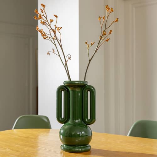 Vase Amfora céramique vert / H 36 cm - & klevering - Vert - Grès émaillé