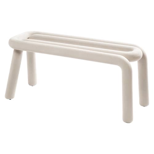 Banc rembourré Bold Sparkling tissu gris / Scintillant - L 100 cm - Moustache - Gris scintillant - Acier, Mousse, Tissu