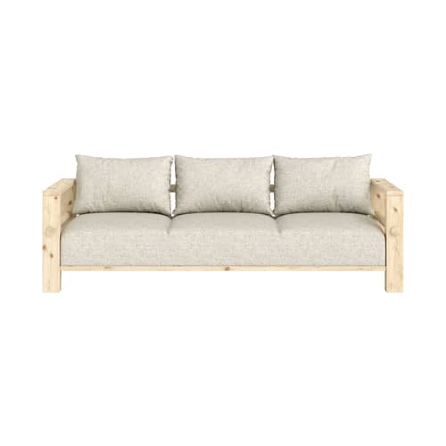Canapé convertible Bare / Lit 1 place - L 225 cm - KARUP - Craie douce (640) / Pin brut (100) - Mousse haute résilience, Pin massif, Polyester