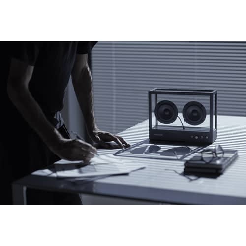 Small Bluetooth speaker glass black Transparent / W 26 x H 20 cm - Soak glass - Transparent Speaker - Black / Transparent - Aluminium, Soak glass