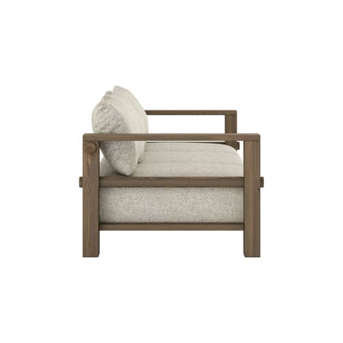 Canapé convertible Bare / Lit 1 place - L 225 cm - KARUP - Craie douce (640) / Brun caroube (106) - Mousse haute résilience, Pin massif, Polyester