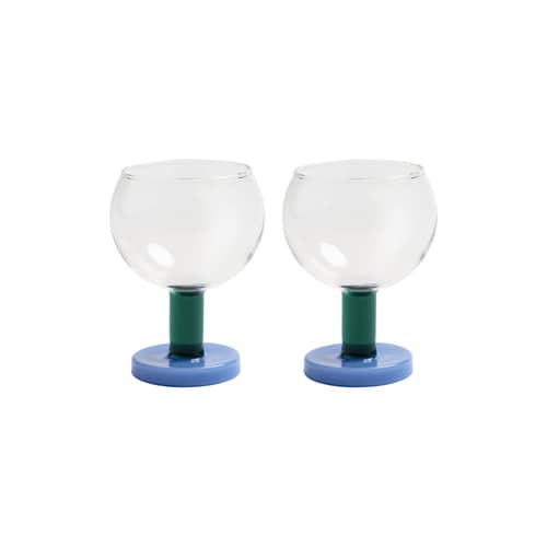 Bicchiere da vino Cantine vetro blu / Set di 2 - & klevering - Blu - Vetro borosilicato