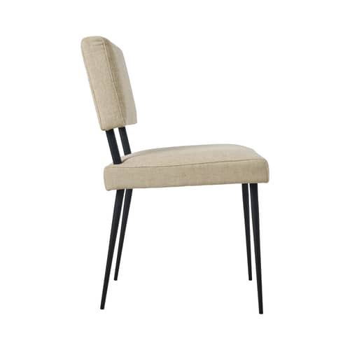 Chaise rembourrée M-Chair tissu beige / Réédition Marcel Gascoin - Gubi - Beige (tissu Bonito 075) - Acier, Mousse, Tissu