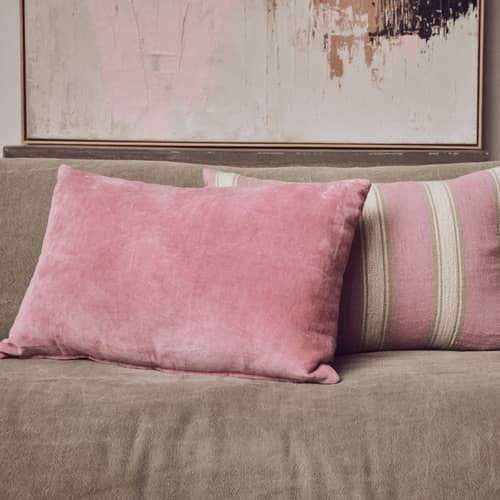 Cuscino Velvet tessuto rosa / 60 x 40 cm - HK LIVING - Rosa - Cotone, Poliestere, Velluto