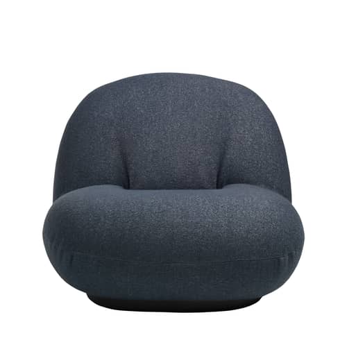 Fauteuil rembourré Pacha tissu bleu / Pierre Paulin - Réédition 1975 - Gubi - Bleu (Tissu Harp 102) / Base noire - Contreplaqué, MDF peint, Mousse, Tissu