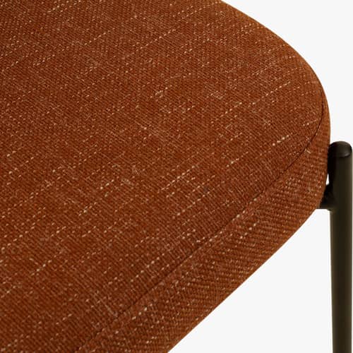 Gepolsterter Stuhl Mogan textil orange - NV GALLERY - Orange- und ziegelroter Tweed / Schwarzes Metall - Eisen, Gewebe, High Density-Schaum