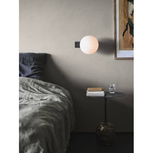 Guéridon Lato LN8 métal marbre marron noir / Marbre - Ø 40 x H 50 cm - &tradition - Métal noir / Marbre brun - Acier peint, Marbre