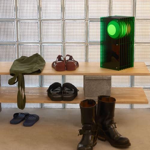 Lampe de table Lop Small Rectangle plastique vert / Lauréat Archiproducts Design Award - BANG - Vert - Acrylique, Inox, Verre