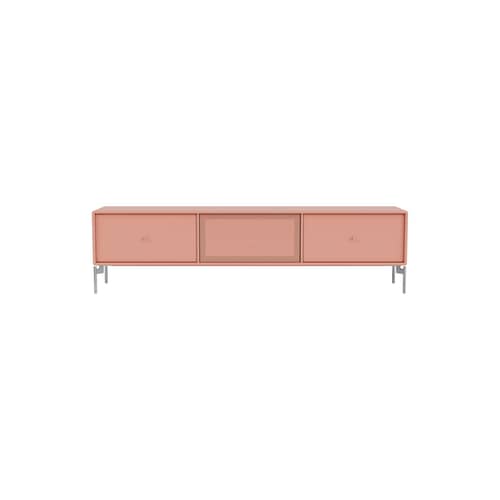 Meuble TV Octave V / Avec pieds - L 138 x P 30 x H 36,6 cm - MONTANA - Rhubarb 151 - Acier, Acier perforé, MDF laqué