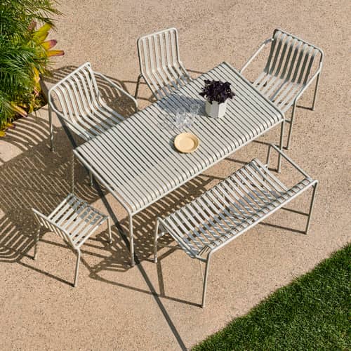 Bank mit Rückenlehne Palissade Dining metall weiß / L 128 cm - Bouroullec, 2016 - Hay - Cremeweiß - Stahl