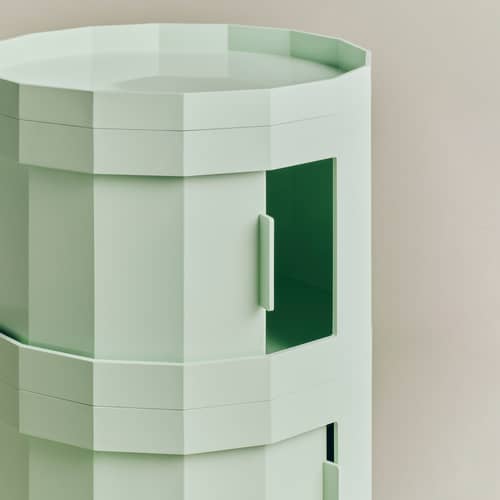 Rangement Facet High / H 66 cm - 3 portes / Avec roulettes - Hay - Vert menthe - ABS recyclé