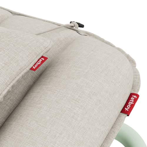 Schrägstellbarer Liegestuhl Sunbun textil grau / Matratzen inklusive - Fatboy - Grüne Struktur / Kissen Mist - Leinen, Olefin Stoff, Schaumstoff, Thermolackiertes Aluminium