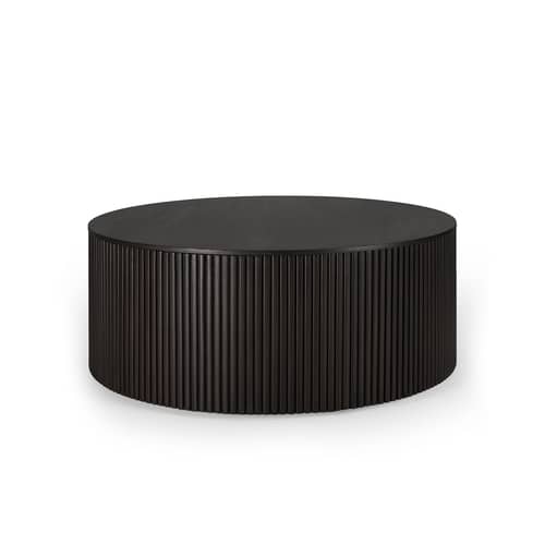 Table basse Roller Max noir bois naturel / Coffre - Ø 80 x H 30 cm / Acajou - Ethnicraft - Acajou - Acajou teinté