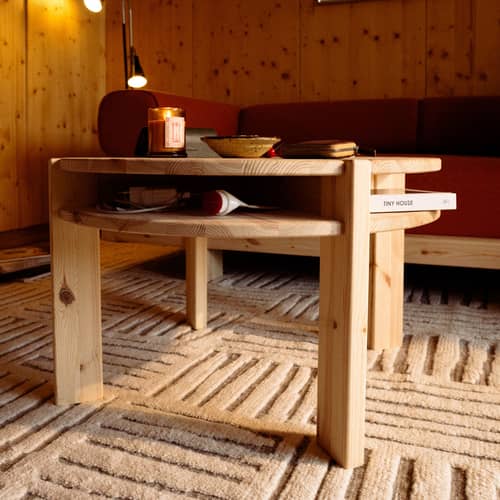 Table basse Tuck bois naturel / Plateau haut - Ø 70 cm - KARUP - Plateau haut - Pin massif certifié FSC