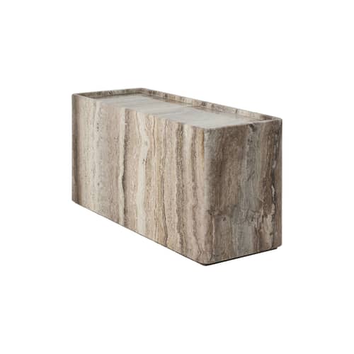 Table d\'appoint Pietra pierre beige / 30 x 80 x H 40 cm - Travertin - Gubi - Lively Sepia - Travertin