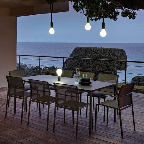 Table rectangulaire Calvi / 195 x 95 cm - 10 à 12 personnes - Fermob - Miel texturé - Aluminium peint