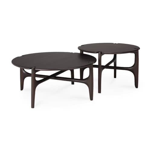 Tavolino PI legno marrone / Ø 80 x H 35 cm - Ethnicraft - Ø 80 x H 35 cm / Mogano scuro - Mogano massiccio tinto