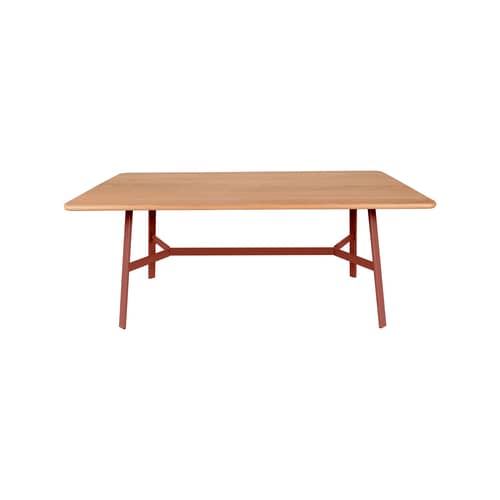 Tavolo rettangolare So\'O legno arancione / 180 x 90 cm - da 6 a 8 persone - Fermob - Ocra rossa / Quercia naturale - Acciaio, Rovere massello