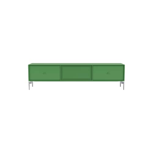 TV Möbel Octave V holz grün / Mit Füßen - L 138 x T 30 x H 36,6 cm - MONTANA - Parsley 152 - lackierte Holzfaserplatte, Perforierter Stahl, Stahl